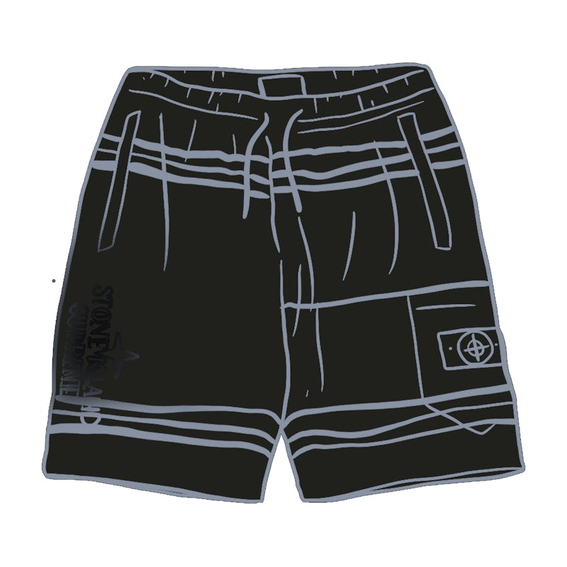Supreme Stone Island Warp Stripe Sweatshort Black