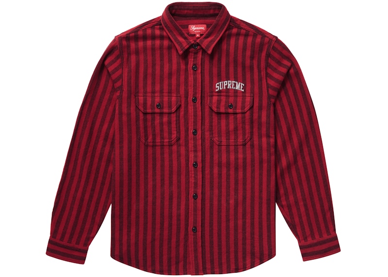 Supreme Stripe Heavyweight Flannel Shirt Red