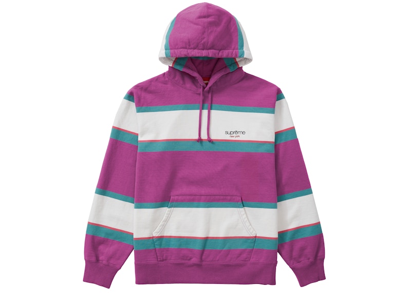 Supreme Stripe Hooded Sweatshirt Dusty Magenta