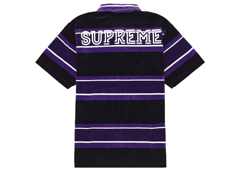 Supreme Stripe Velour Polo Black