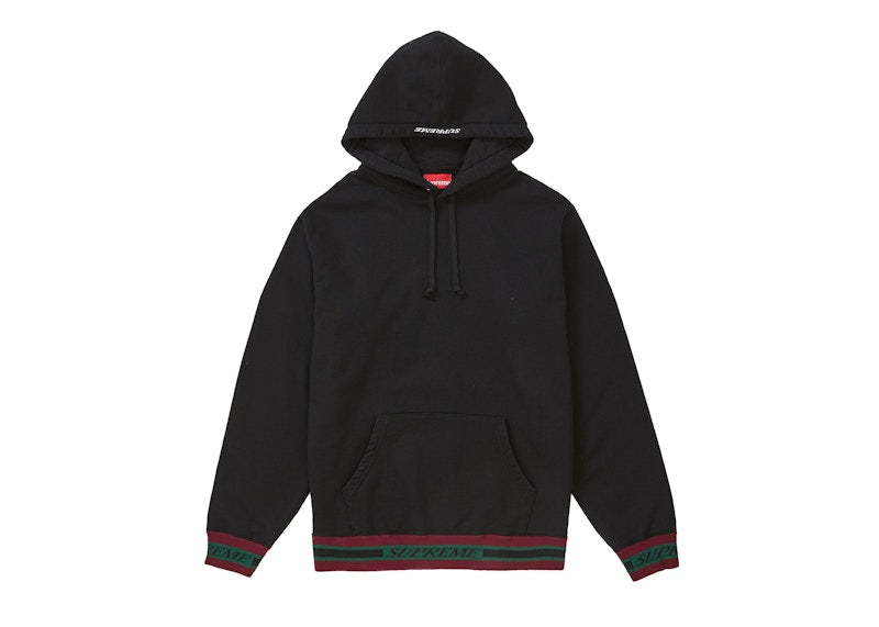 Supreme Striped Rib Hooded Sweatshirt Black