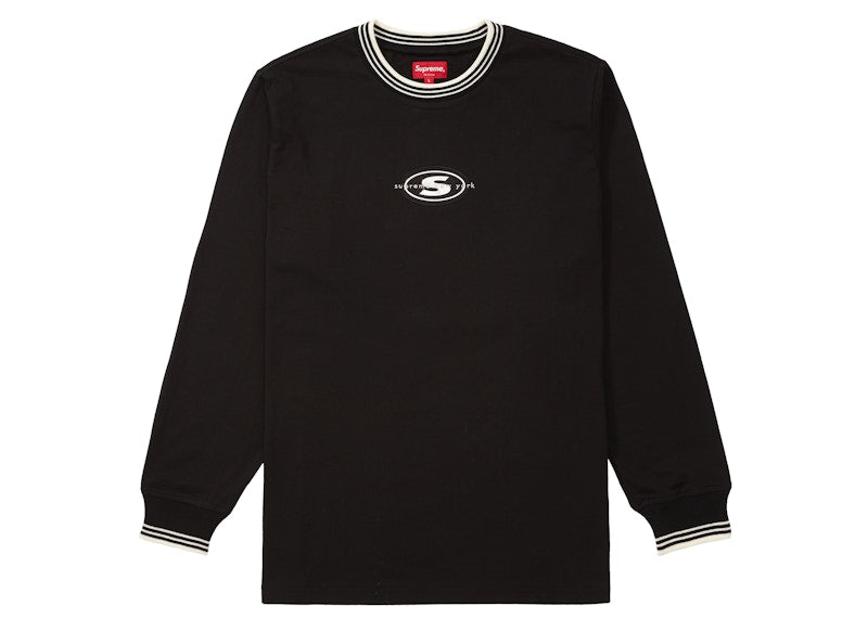 Supreme Striped Rib Logo L/S Top Black