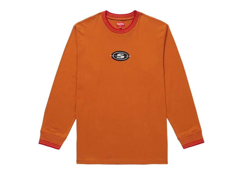 Supreme Striped Rib Logo L/S Top Burnt Orange