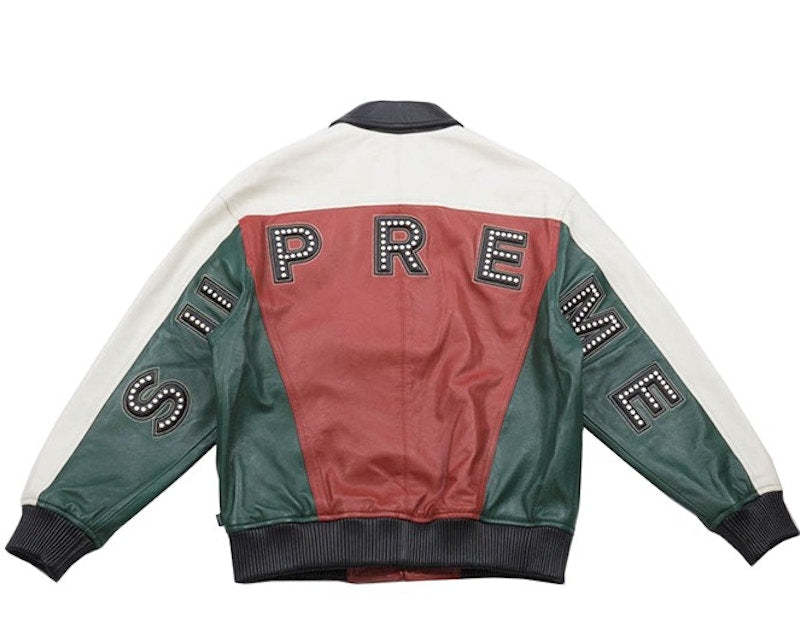Supreme Studded Arc Logo Leather Jacket White