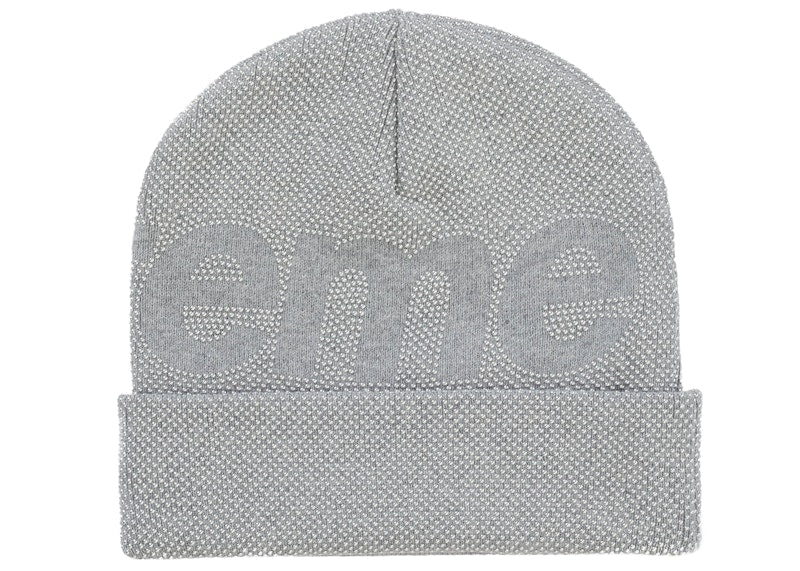Supreme Studded Knockout Big Logo Beanie Grey