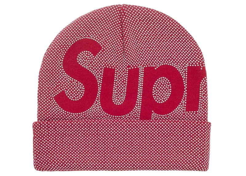 Supreme Studded Knockout Big Logo Beanie Red
