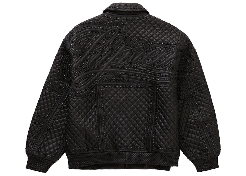 Supreme Studded Quilted Leather Jacket Black