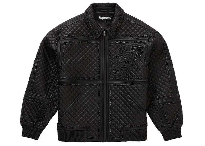 Supreme Studded Quilted Leather Jacket Black