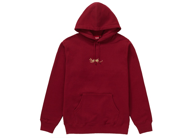 Supreme Tag Logo Hooded Sweatshirt Cardinal