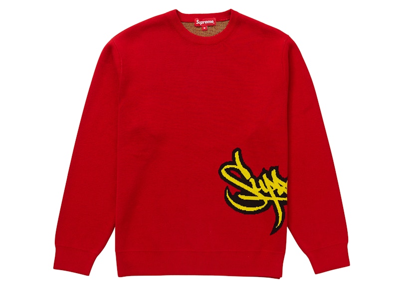 Supreme Tag Logo Sweater Red