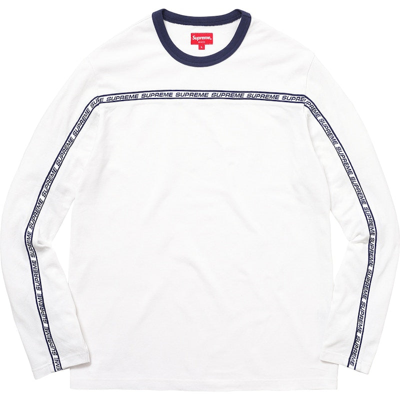 Supreme Tape Stripe L/S Pique Top White