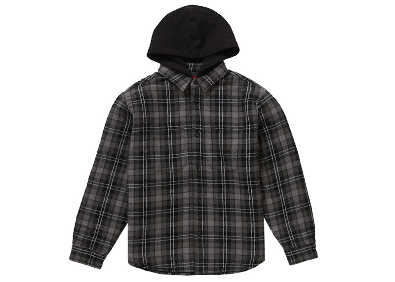 Supreme Tartan Flannel Hooded Shirt Black