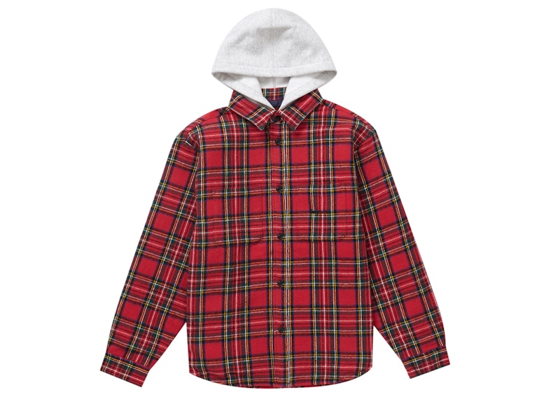 Supreme Tartan Flannel Hooded Shirt Red