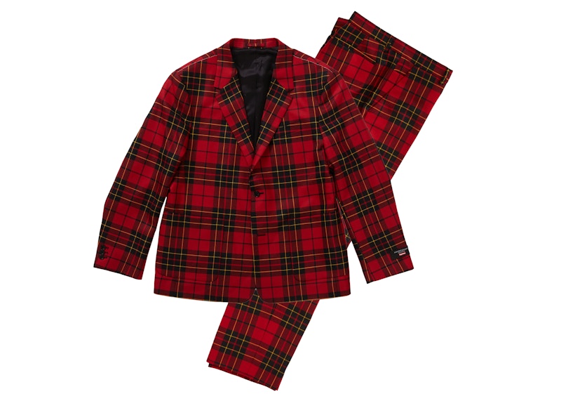 Supreme Tartan Wool Suit Red
