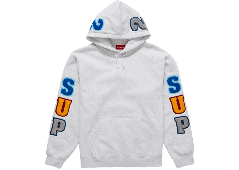 Supreme Team Chenille Hooded Sweatshirt Ash Grey