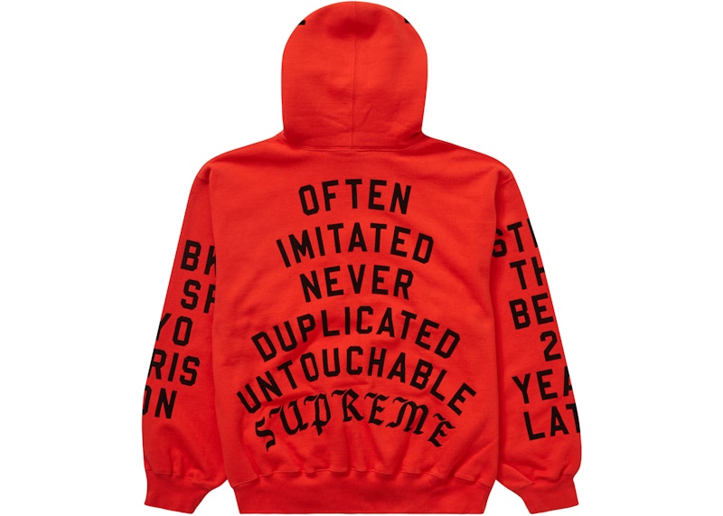 Supreme Team Flocked Hooded Sweatshirt Bright Red