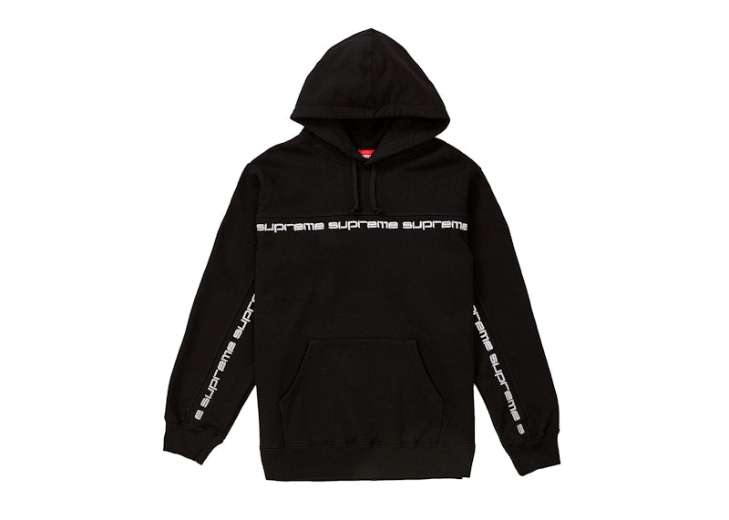 Supreme Text Stripe Hooded Sweatshirt Black