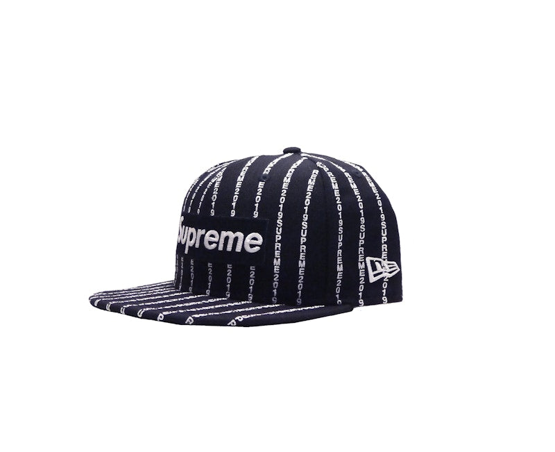 Supreme Text Stripe New Era Cap Navy