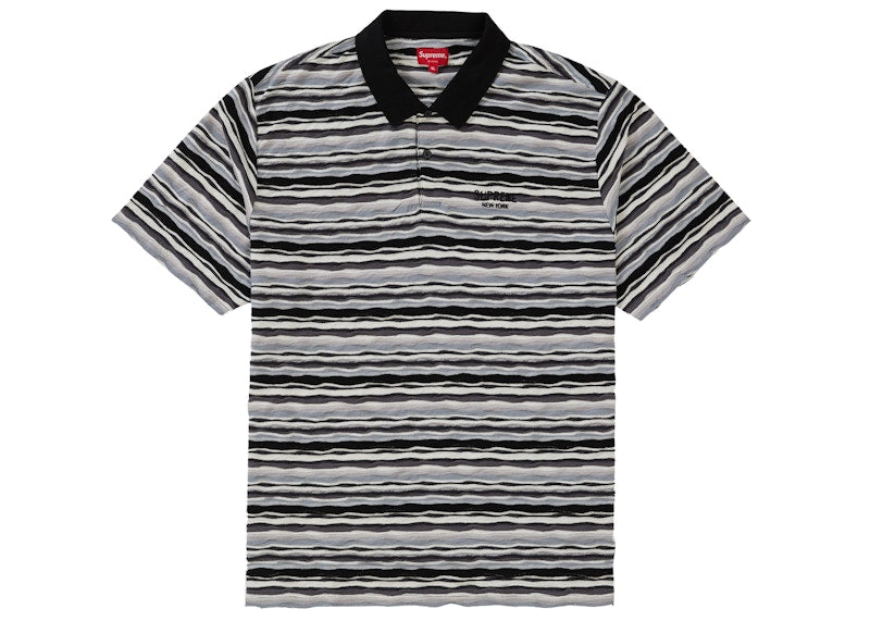 Supreme Textured Stripe Polo Black