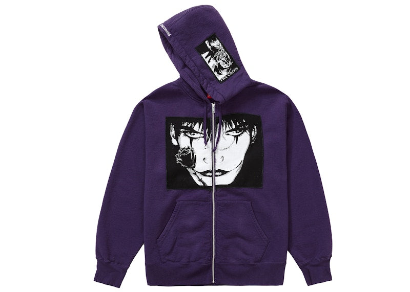 Supreme The Crow Zip Up Hooded Sweatshirt Dusty Purple