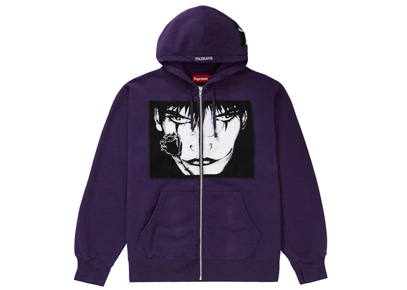 Supreme The Crow Zip Up Hooded Sweatshirt Dusty Purple