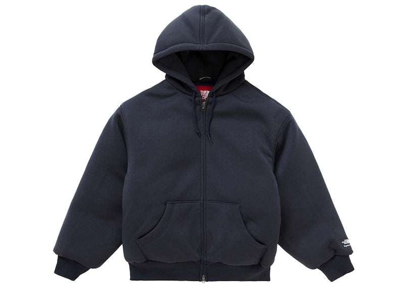 Supreme The North Face Down Filled Zip Up Hooded Sweatshirt Navy
