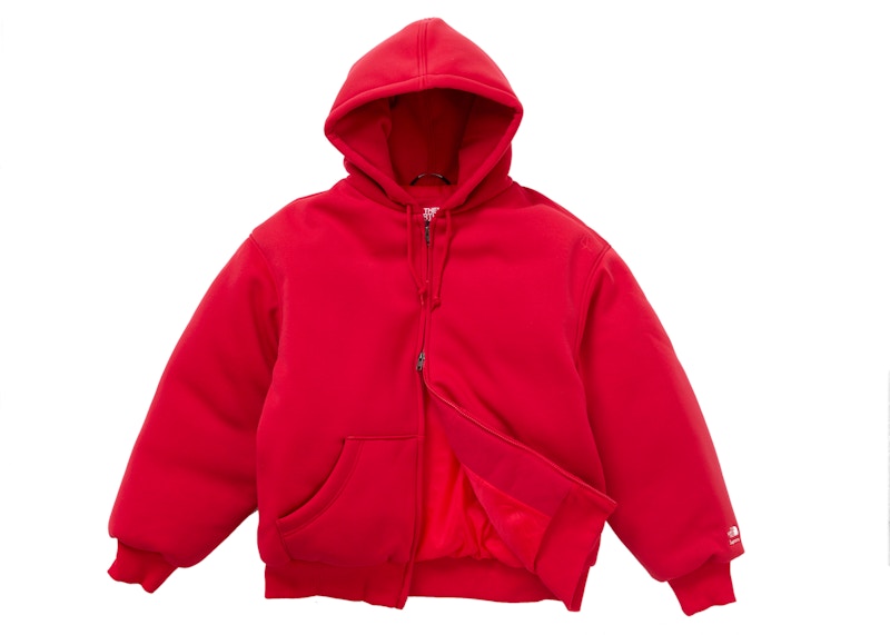 Supreme The North Face Down Filled Zip Up Hooded Sweatshirt Red