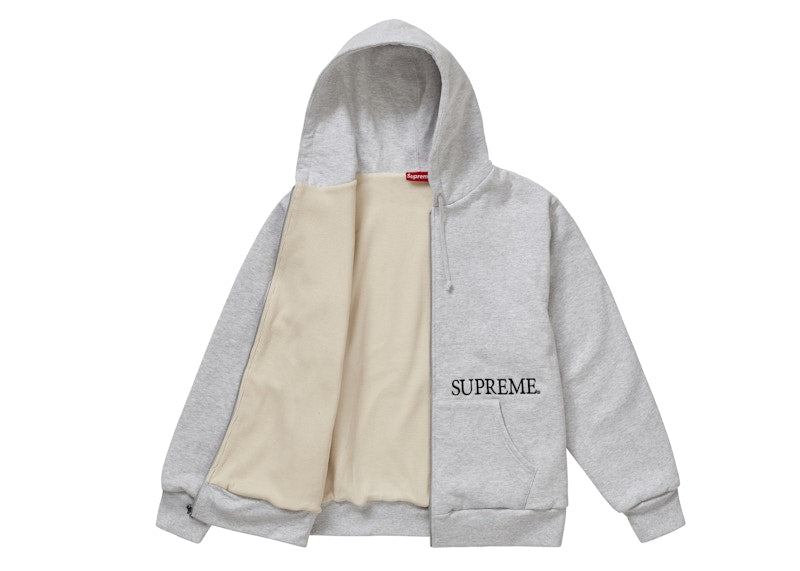 Supreme Thermal Zip Up Hooded Sweatshirt Ash Grey
