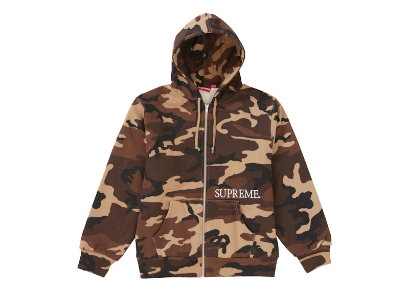 Supreme Thermal Zip Up Hooded Sweatshirt Brown Camo