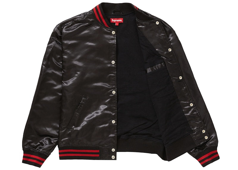 Supreme Thrasher Satin Varsity Jacket Black