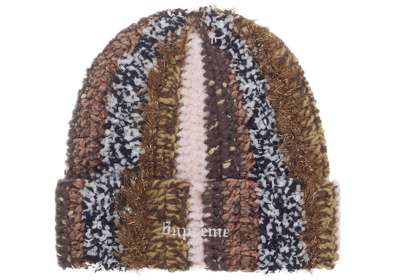 Supreme Tinsel Stripe Beanie Brown