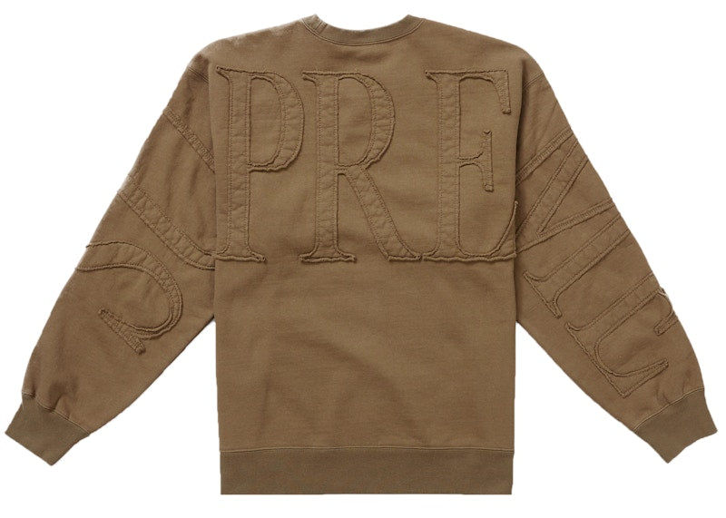 Supreme Tonal Applique Crewneck Olive Brown