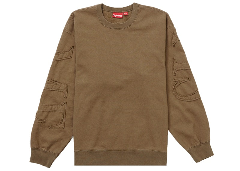 Supreme Tonal Applique Crewneck Olive Brown