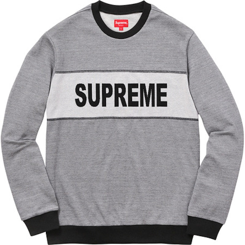 Supreme Tonal Stripe Logo Crewneck Black