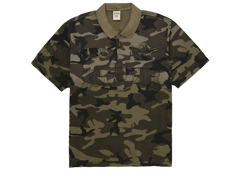 Supreme True Religion Applique Polo Olive Camo