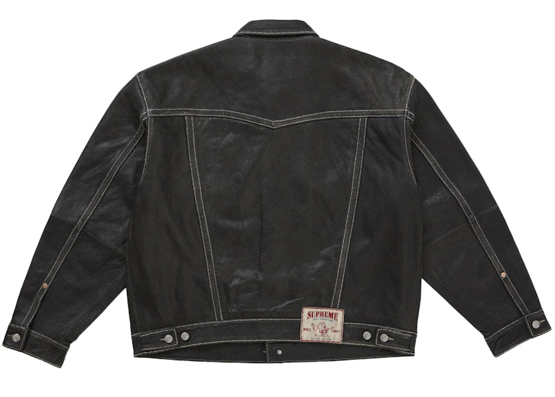 Supreme True Religion Leather Trucker Jacket Black