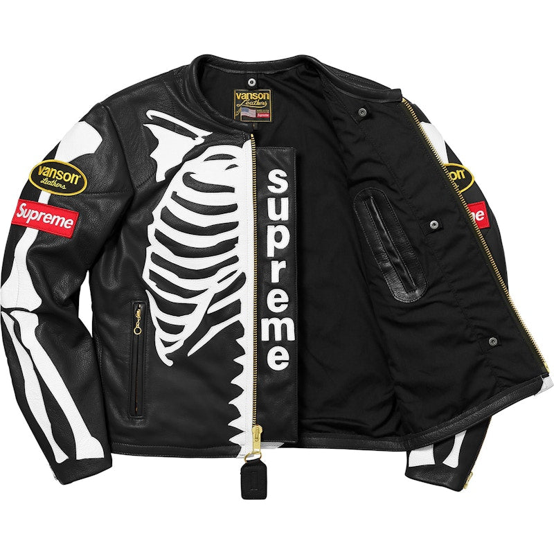 Supreme Vanson Leather Bones Jacket Black