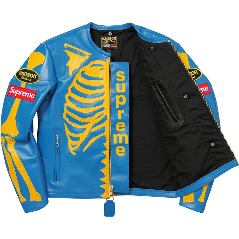 Supreme Vanson Leather Bones Jacket Blue