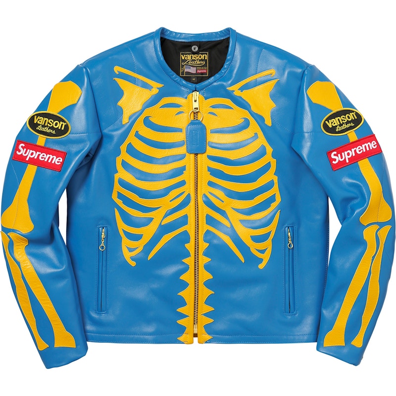 Supreme Vanson Leather Bones Jacket Blue