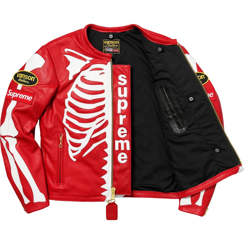 Supreme Vanson Leather Bones Jacket Red