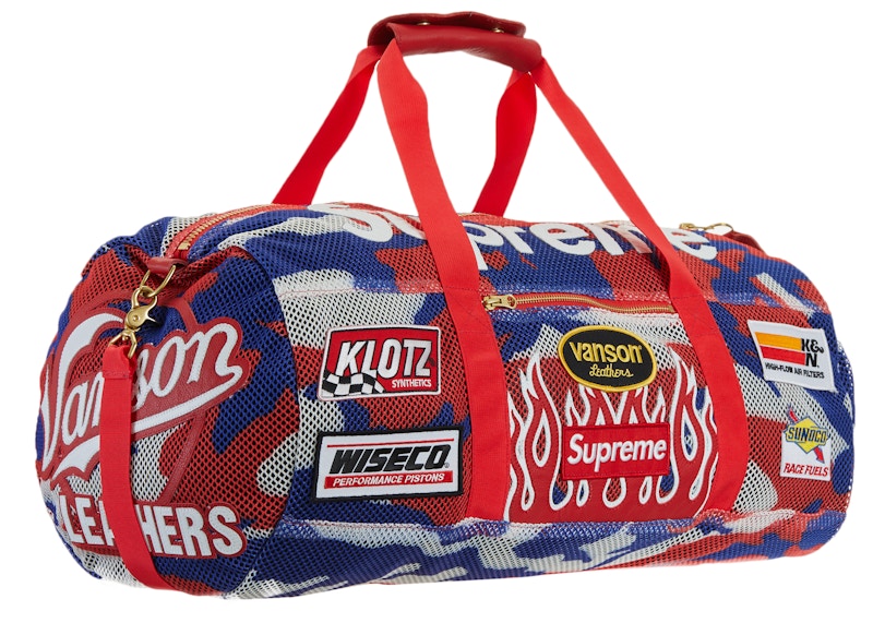 Supreme Vanson Leathers Cordura Mesh Duffle Bag Red Camo