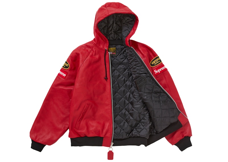 Supreme Vanson Leathers Hooded Work Jacket Red