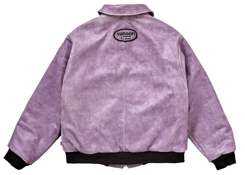 Supreme Vanson Leathers Worn Leather Jacket Dark Purple