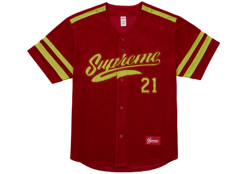 Supreme Velour Baseball Jersey Red