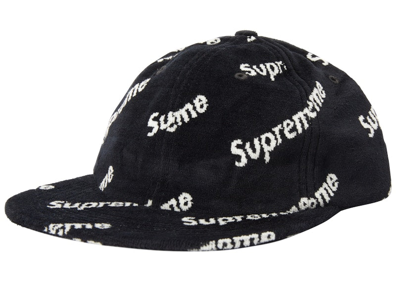 Supreme Velour Diagonal Logo 6-Panel Black