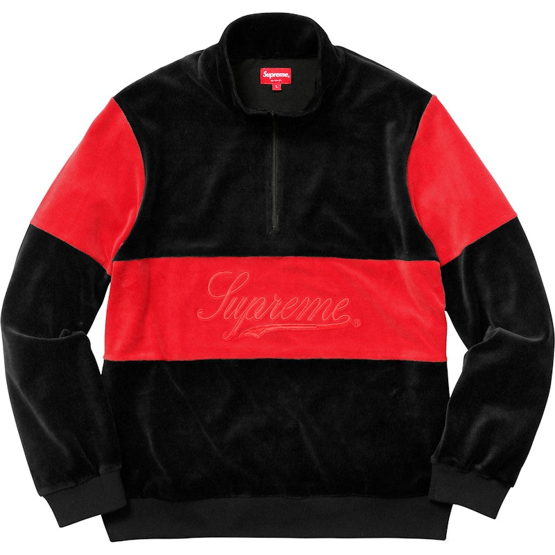 Supreme Velour Half Zip Pullover Black