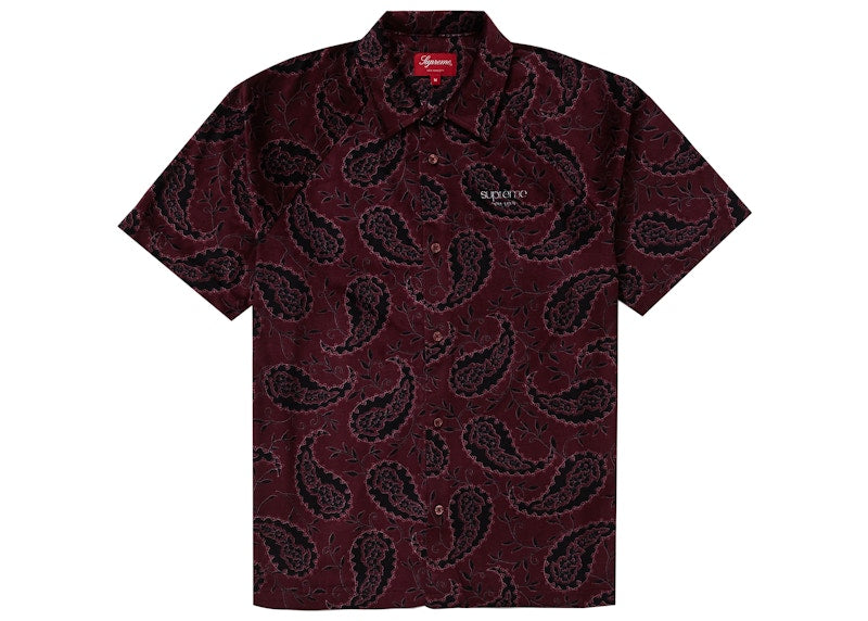 Supreme Velour S/S Shirt Burgundy Paisley