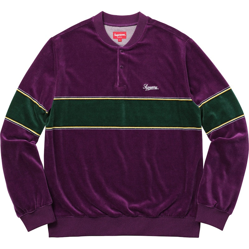 Supreme Velour Snap Henley Purple