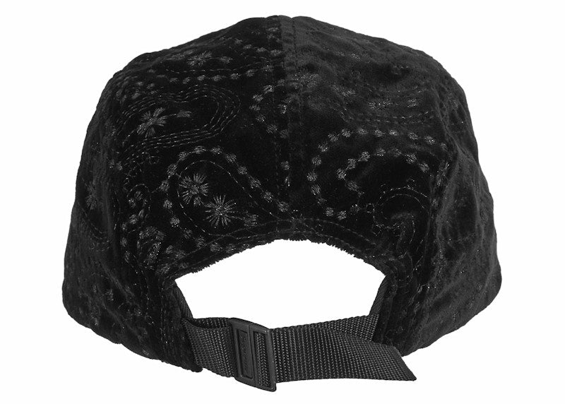 Supreme Velvet Paisley Camp Cap Black