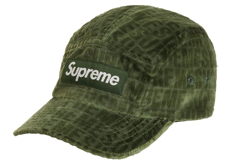 Supreme Velvet Pattern Camp Cap Olive